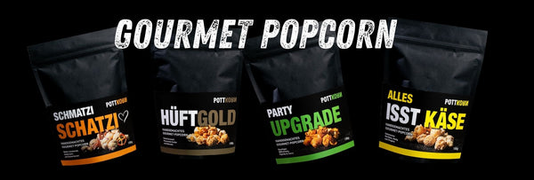 Pottkorn ist das Gourmet Popkorn aus dem Ruhrgebiet. Das Popcorn kommt frisch in die schwarzen Tüten. Es gibt unterschiedliche Popcorn Geschmacksrichtungen.