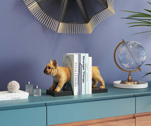 Buchstütze Hund, brauner Frenchie, französische Bulldogge, KARE