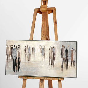 Auf einer Staffelei steht das Gemälde People von Imageland