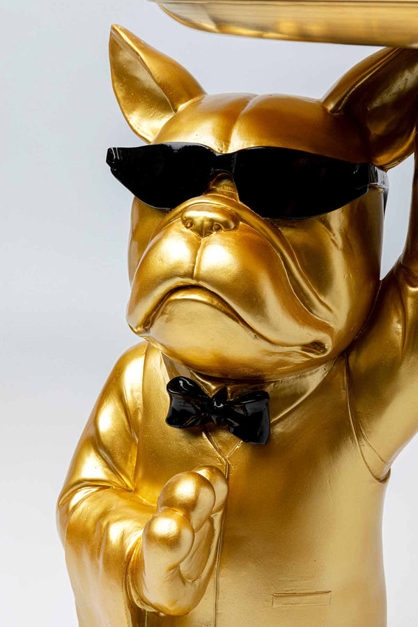 Beistelltisch, Präsenter goldene Bulldogge mit Tablett, KARE