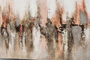 Abstrakte Skyline mit goldfarbenen Akzenten aus Metallfolie 70 x 140 cm Acryl Gemälde,  Imageland