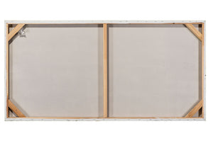 Abstrakte Skyline mit goldfarbenen Akzenten aus Metallfolie 70 x 140 cm Acryl Gemälde,  Imageland