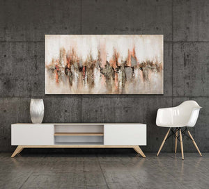 Gerade an einer kahlen Wand macht sich das gemälde von ImageLand mit dem Namen "Abstrakte Skyline" sehr gut.