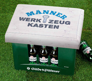 Bierkastensitz „Männer Werkzeugkasten“, Sitzkissen für den Bierkasten oder Kölschkasten