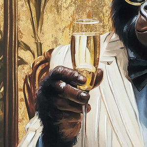 Boss Mode, Gorilla im Anzug mit Sektglas, Acrylgemälde Quadrat 100 x 100 cm, ImageLand