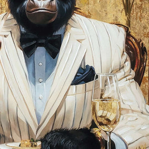 Boss Mode, Gorilla im Anzug mit Sektglas, Acrylgemälde Quadrat 100 x 100 cm, ImageLand