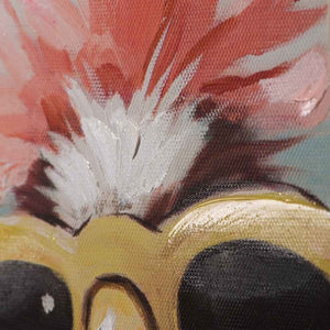 Auf dem Gemälde Chicks in the caribbean wird der eigentliche Druck mit Acrylfarbe veredelt.