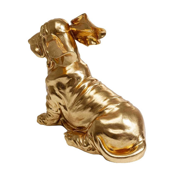 Dekofigur goldener Basset Hound mit fliegenden Ohren, coiffed Dog, KARE