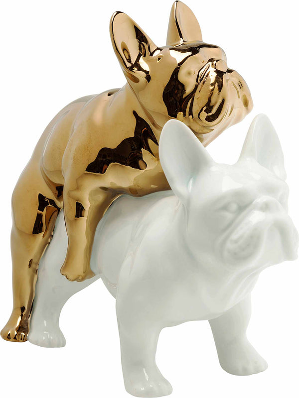 Dekofigur zwei französische Bulldoggen die innig vereint sind beim Liebe machen.