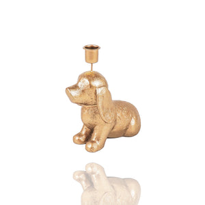 Kerzenständer in Form eines Dackel mit Schlappohren,goldfarben