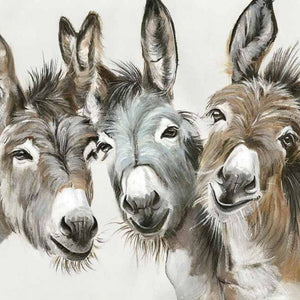 Drei Esel, lächelndes Eseltrio, 70 x 100 cm,  Acrylgemälde mit Rahmen, Imageland