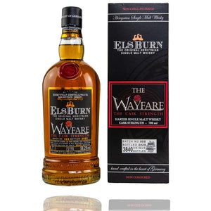 Elsburn Wayfare Batch 003 steht auf der formschönen Whiskyflasche aus dem harz, Deutschland