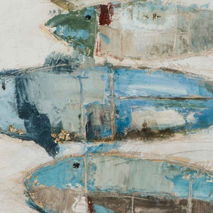 Handgemalte Fische mit Fischschuppen aus goldener Metallfolie