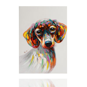 Ein schönes Gemälde von einem Dackel mit echtem Dackelblick