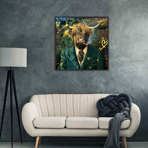 Das wohl coolste schottische Hochlandrind auf einem Acrylgemälde von ImageLand ist der Gentleman Bull.