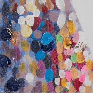 Detailaufnahme von Tupfentechnik mit Acrylfarbe.