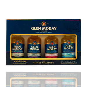 Glen Moray Whisky Tasting Set bestehend aus 4 kleinen Flaschen schottischer Single Malt Whisky mit unterschiedlichen Whiskysorten.