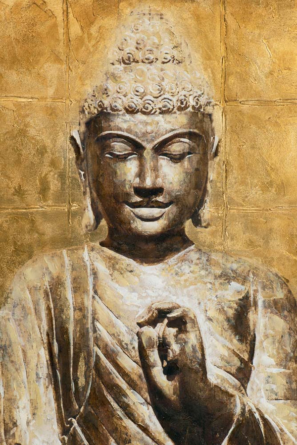 Detailansicht von dem Gemälde goldener Buddha.