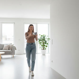 Eine junge Frau filmt ihre Wohnung um die Wände mit schönen Gemälden vom BRIDEMAKER bestücken zu lassen. Homestaging auf einfache Art.