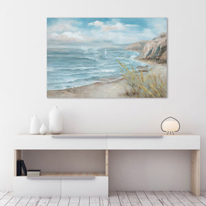 Das Gemälde idyllische Küste von ImageLand sieht an einer einfarbigen wand am Besten aus.