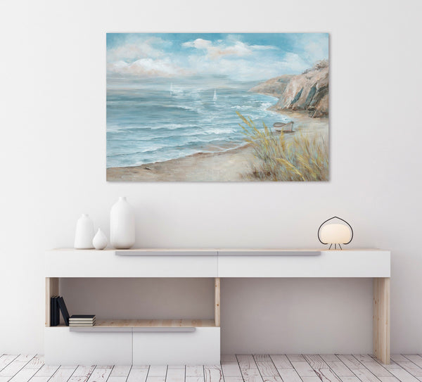Das Gemälde idyllische Küste von ImageLand sieht an einer einfarbigen wand am Besten aus.