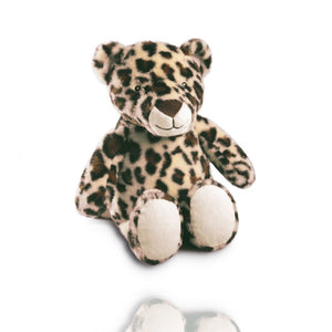 Stofftier Leopard Cleo der eine Wolldecke in sich trägt. Das DreamTeam Kuschelset ist eine gute Geschenkidee von Biederlack