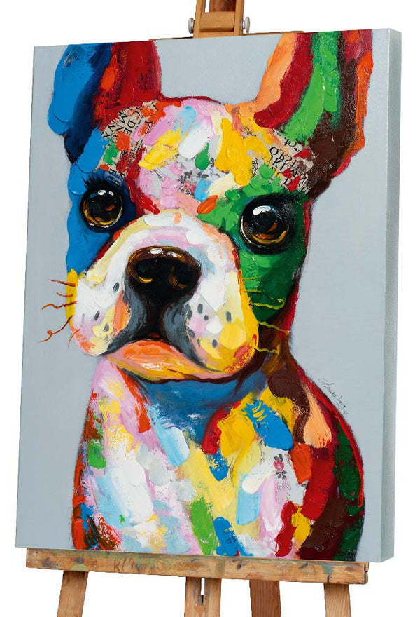 Junger bunter Hund,  Acrylgemälde  70 x  100 cm,  Imageland