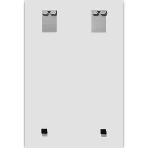 Rückseite mit Aufhängung von einem Bild hinter Sicherheitsglas.