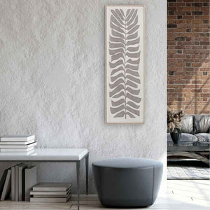 Schmales Gemälde mit Blätter für Tiny Häuser die in der Natur stehen.