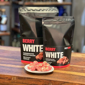 Berry White, rosafarbenes Popcorn mit weißer Schokolade und Himbeeren, Pottkorn