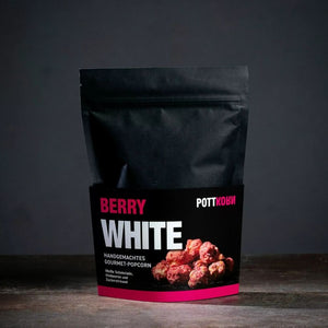Berry White, rosafarbenes Popcorn mit weißer Schokolade und Himbeeren, Pottkorn