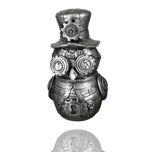 Deko Figur aus Kunstharz im Steampunk Style. Eule mit Zylinder