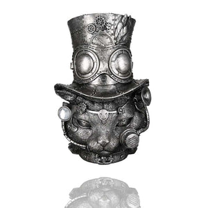 Steampunk Katze mit Zylinder Deko Figur aus Kunstharz
