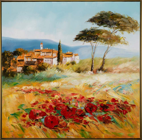 Sommerliche Toscana, Acryl Gemälde einer italienischen Landschaft 102,5 x 102,5 cm, ImageLand