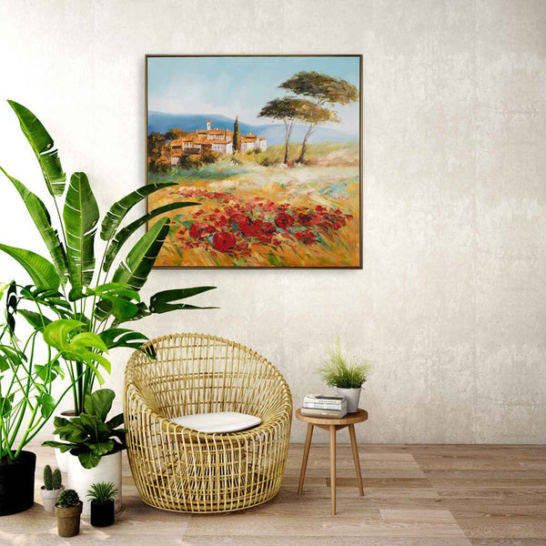 Sommerliche Toscana, Acryl Gemälde einer italienischen Landschaft 102,5 x 102,5 cm, ImageLand