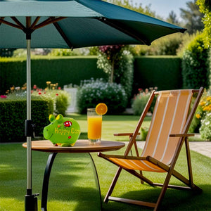 Spare auf Dein Lieblingshobby Camping und Caravaning mit diesem schönen Sparschwein mit der Aufschrift Happy Camper"