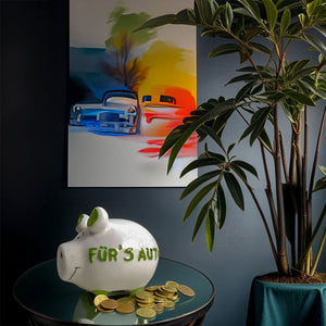 Dieses Sparschwein erinnert Dich daran für Dein Auto oder den Werkstattbesuch zu sparen.