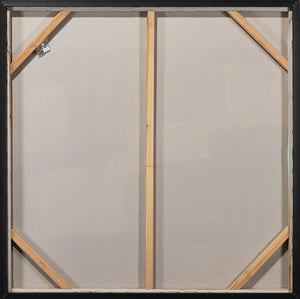 Rückseite des Acrylgemälde Spaziergang am Strand mit den Aufhängungen.