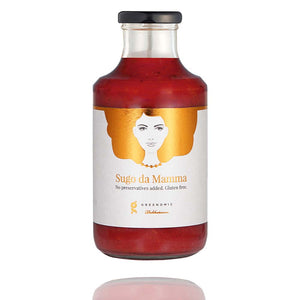 Schicke Flasche mit italienischer Tomatensauce Sugo da Mamma von Greenomic