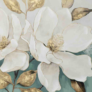 Mit Acrylfarbe gemalte weiße Magnolienblüten.