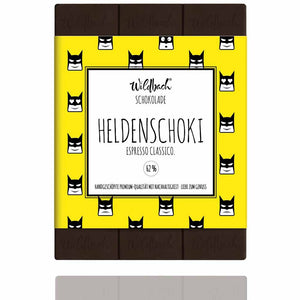 Zartbitterschokolade für echte Alltagshelden, die Heldenschoki von Wildbach