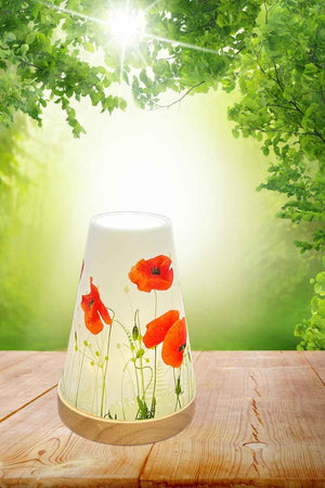 Windlicht für den Sommer oder das Frühjahr mit wunderschönem roten Klatschmohn. Ideal für den Gartentisch oder Tisch auf dem Balkon.