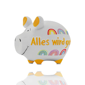 Die bunten Regenbogen in Regenbogenfarben machen dieses Sparschwein zu einer idealen Geschenkidee für die LGBTQ Community.