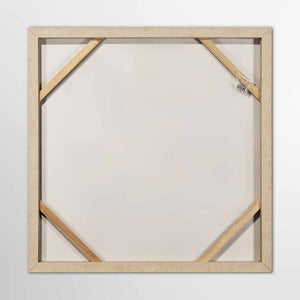 Rückseite und Aufhängung vom Gemälde mit den drei Giraffen.