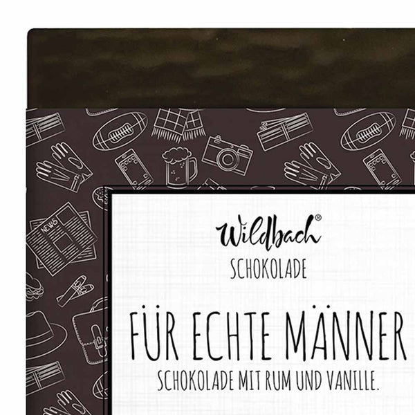 Zartbitter Schokolade 62% mit Trüffelcreme und Spruch "Für echte Männer"