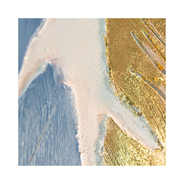 Gemälde „Ambience“ Federn blau-gold-creme, Gilde