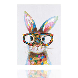 Bunter Hase mit Brille, Acrylbild 50 x 70 cm, Imageland