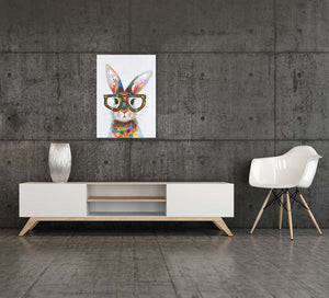 Bunter Hase mit Brille, Acrylbild 50 x 70 cm, Imageland