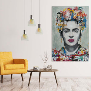 Die mexikanische Schönheit ist auf diesem Portrait wunderbar in Szene gesetzt. Das farbenfrohe Acrylgemälde wirkt besonders in farblich zurückgenommenen Räumen.