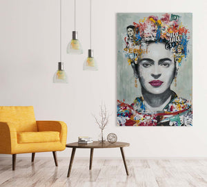 Die mexikanische Schönheit ist auf diesem Portrait wunderbar in Szene gesetzt. Das farbenfrohe Acrylgemälde wirkt besonders in farblich zurückgenommenen Räumen.